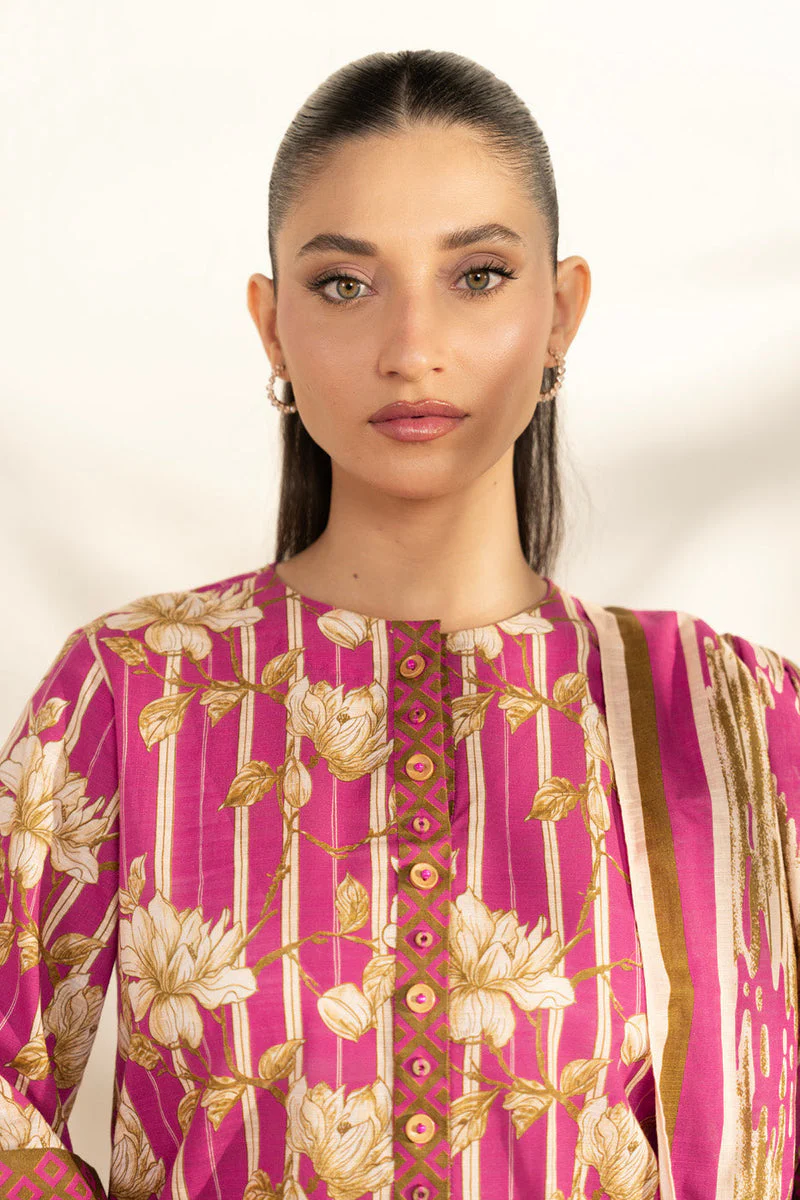 Al Karam Stitched Khaddar 3 Piece FW-121-25-1 Pink J(18) - Image 3