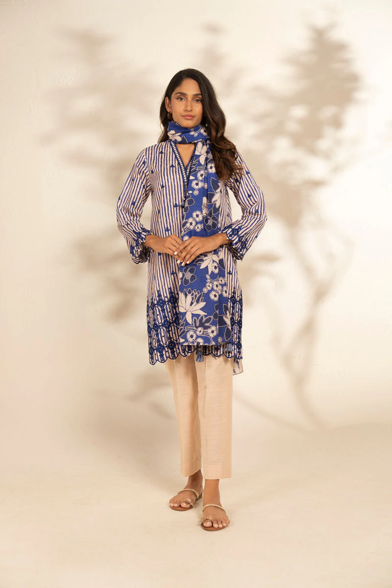 Al Karam Stitched Khaddar 3 Piece FW-99-25-1 Blue J(11)