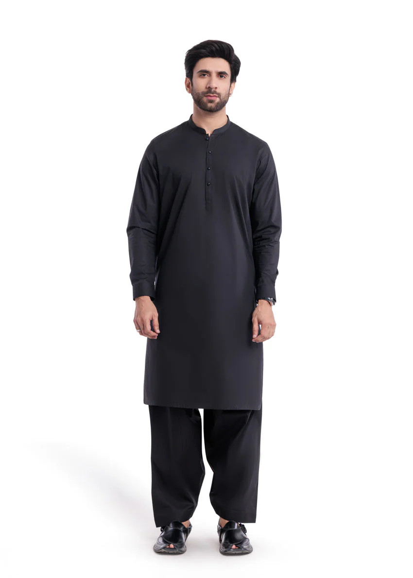 Black-Cotton-Shalwar Suit - (MPS25SSS2056)