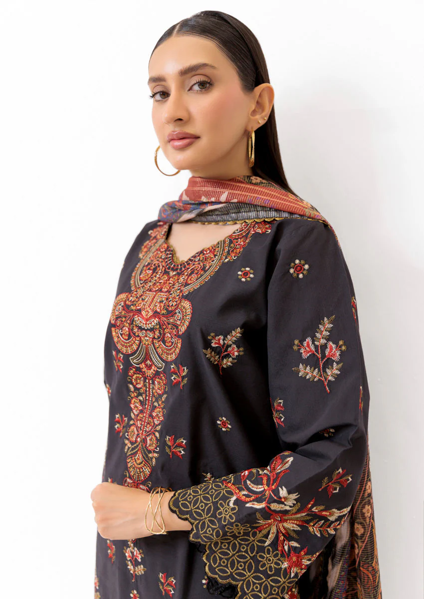 Black-Cotton Silk-3 Piece (WPS25SE3003) J(25) Y (113) - Image 3