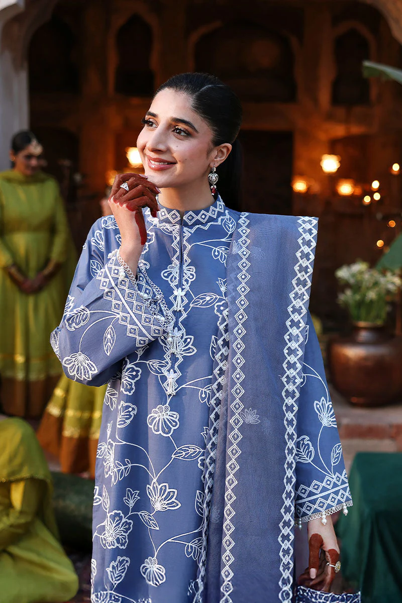 Cross Stitch Stitched Festive 3 Piece ETHNIC BLUE - Image 2