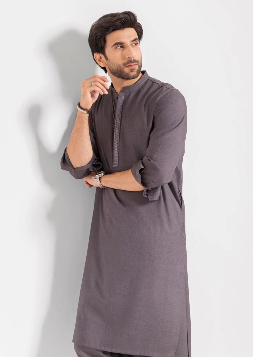 D-Grey-Blended-Kurta Shalwar - (MPS25KSE2064) Y-F-8 J(8) - Image 5