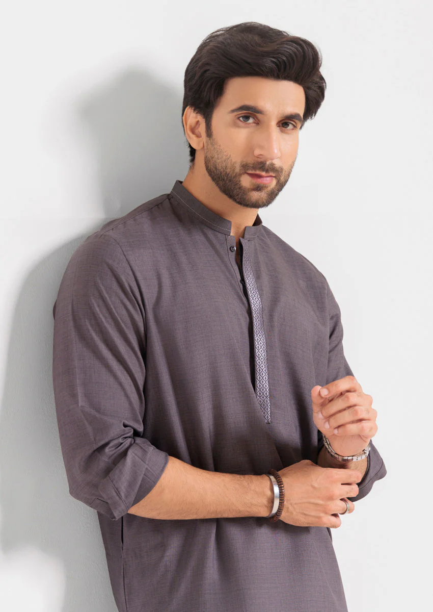 D-Grey-Blended-Kurta Shalwar - (MPS25KSE2064) Y-F-8 J(8) - Image 6