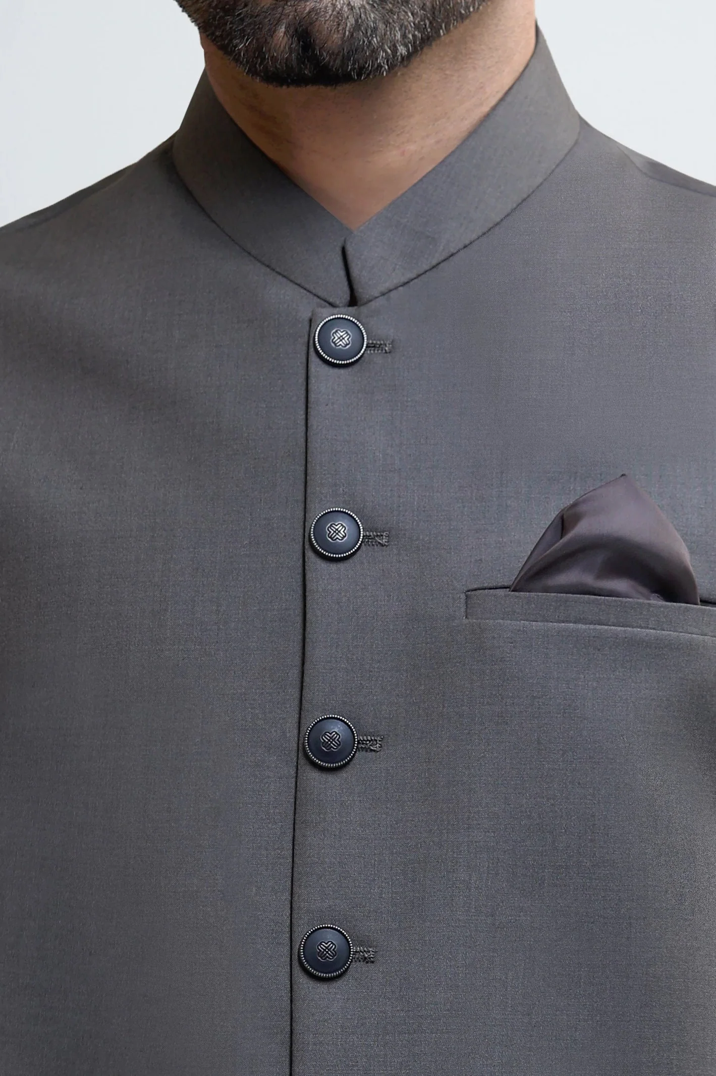 Mens Kurta Shalwar & Vest Combo EGW0046 Dark Grey - Image 3