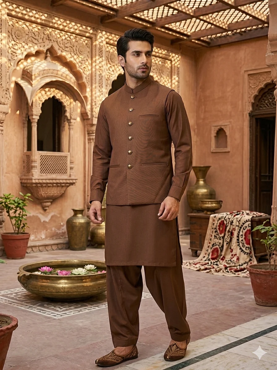 Mens Kurta Shalwar & Vest Combo EGW0047