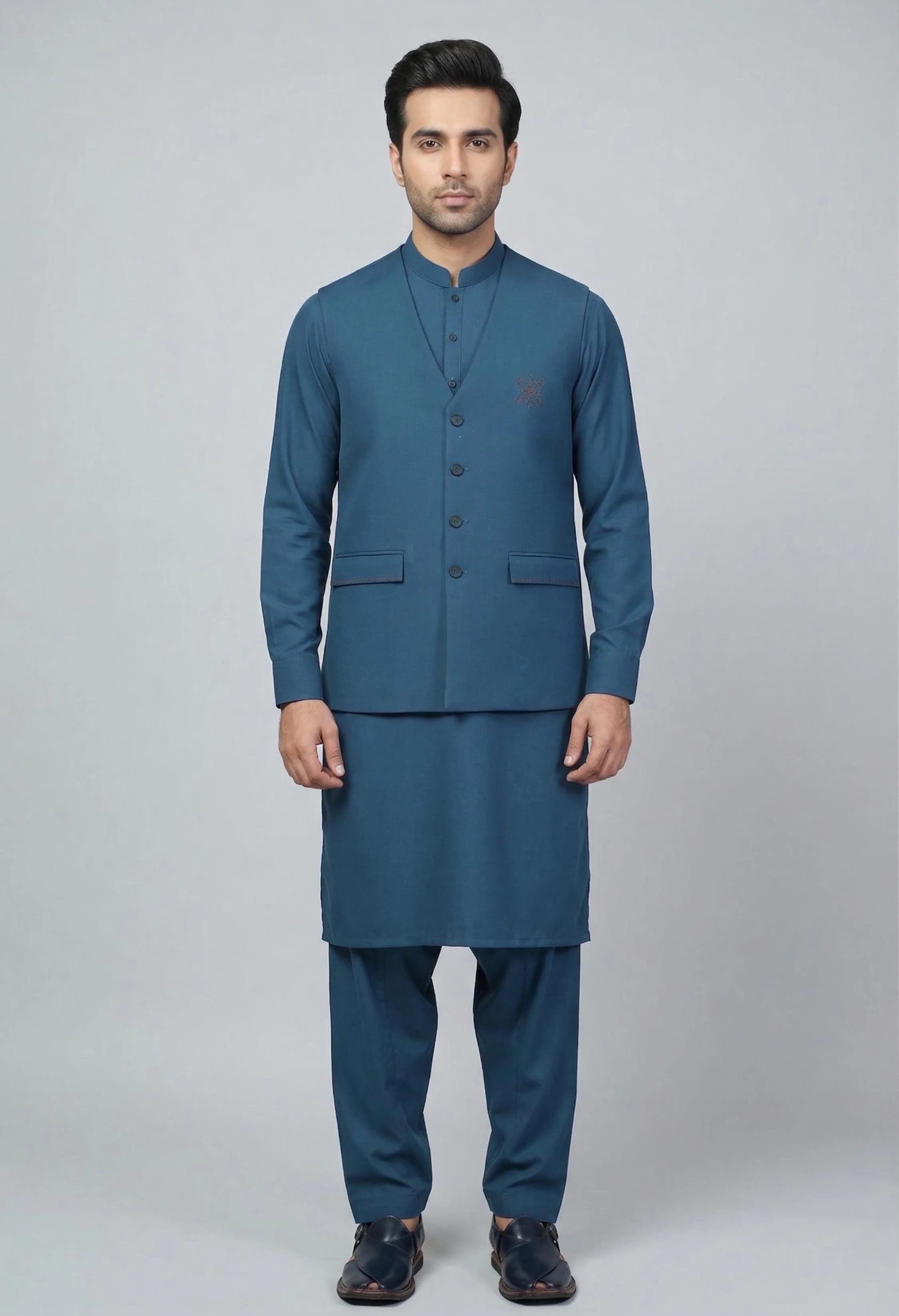 Mens Kurta Shalwar & Vest Combo ETKSW0004