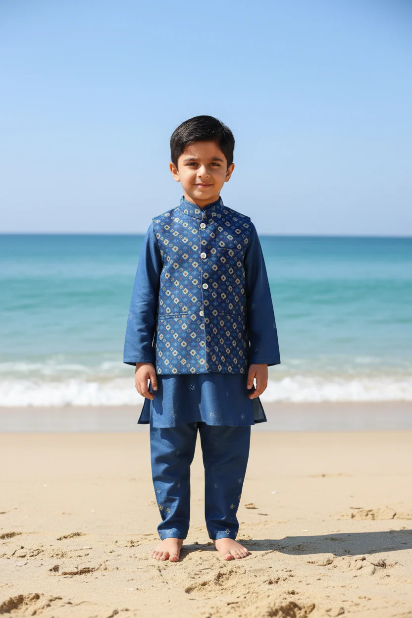 Boys Shalwar Suit with Vest DJKPW-71112-1