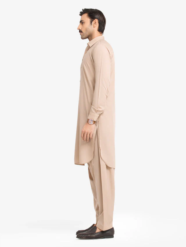 Edenrobe Men's Beige Kurta Shalwar - EMTKST24S-99487 NY(Top) - Image 4
