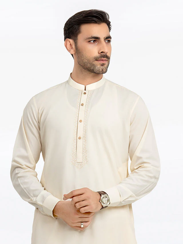 Edenrobe Men's Cream Kurta Shalwar - EMTKS24S-41135 NY(F11) - Image 2