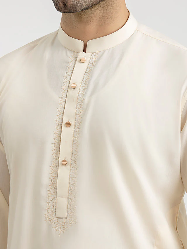 Edenrobe Men's Cream Kurta Shalwar - EMTKS24S-41135 NY(F11) - Image 3