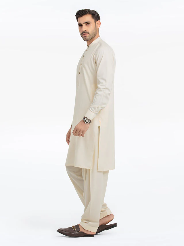 Edenrobe Men's Cream Kurta Shalwar - EMTKS24S-41135 NY(F11) - Image 4