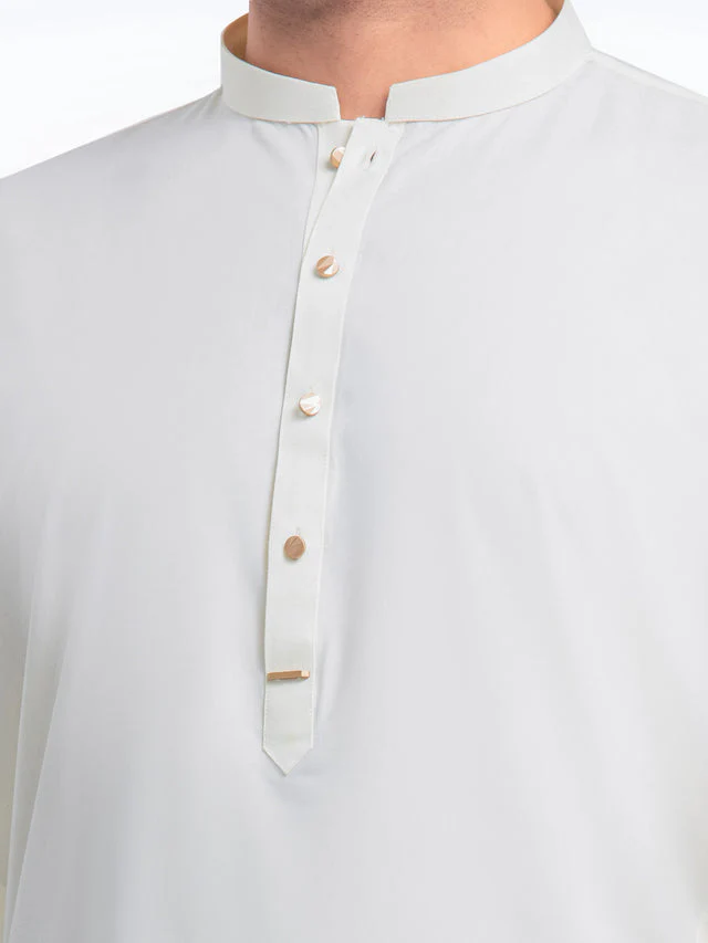 Edenrobe Men's Cream Kurta Shalwar - EMTKS24S-41146 NY(Top2) - Image 3