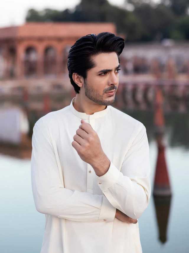 Edenrobe Men's Cream Kurta Shalwar - EMTKS5-41166 NY(Top) - Image 3
