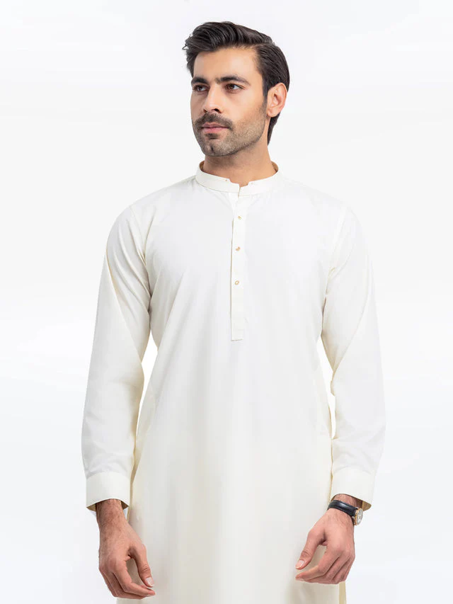 Edenrobe Men's Cream Kurta Shalwar - EMTKST25-99509 NYTopJ(M3) - Image 2