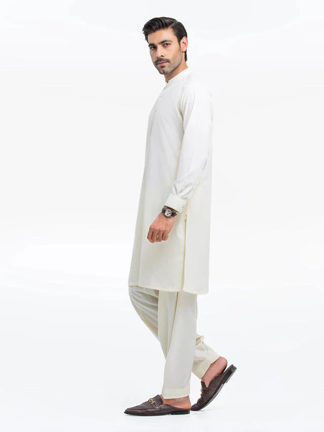 Edenrobe Men's Cream Kurta Shalwar - EMTKST25-99509 NYTopJ(M3) - Image 4