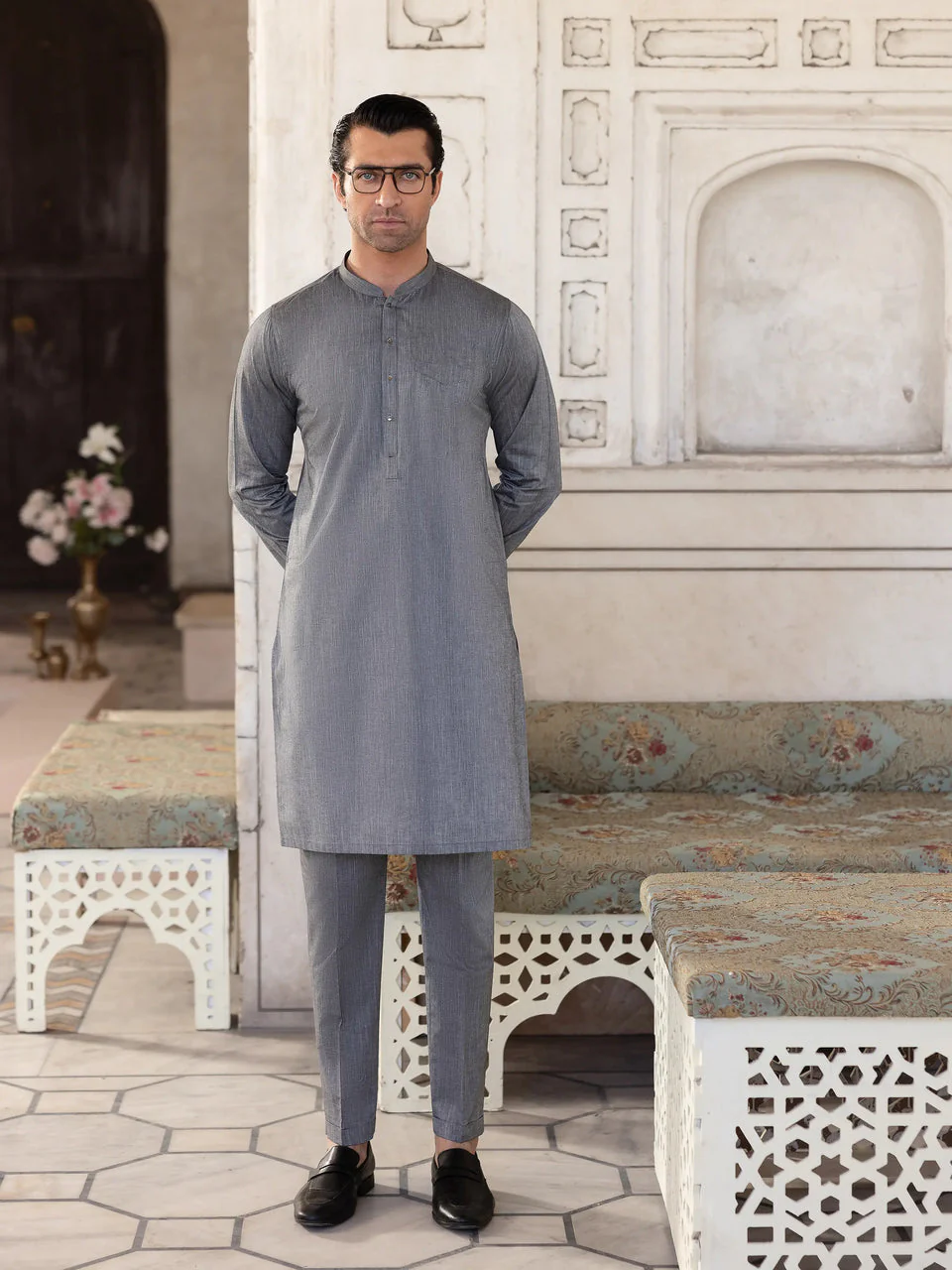 Edenrobe Men's Kurta Pajama - EMTKPT5-056 Y-F-26)