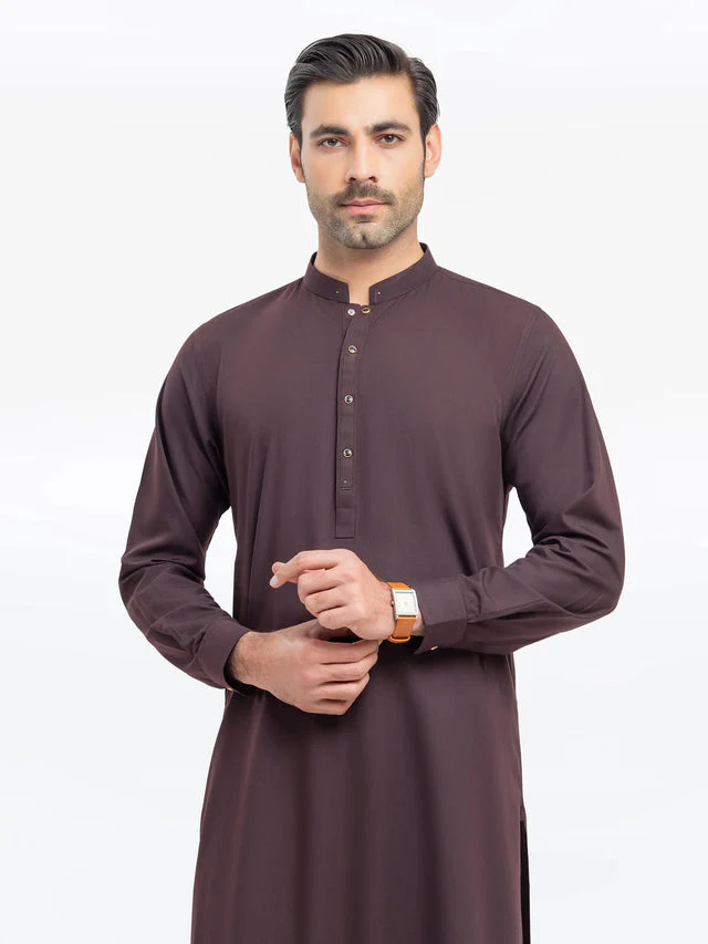 Edenrobe Men's Maroon Kurta Shalwar - EMTKST5-99524 Y(F4) - Image 2
