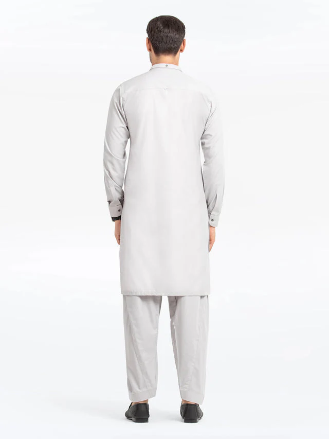 Edenrobe Men's Silver Kurta Shalwar - EMTKS24-41132 NY(Top) - Image 4