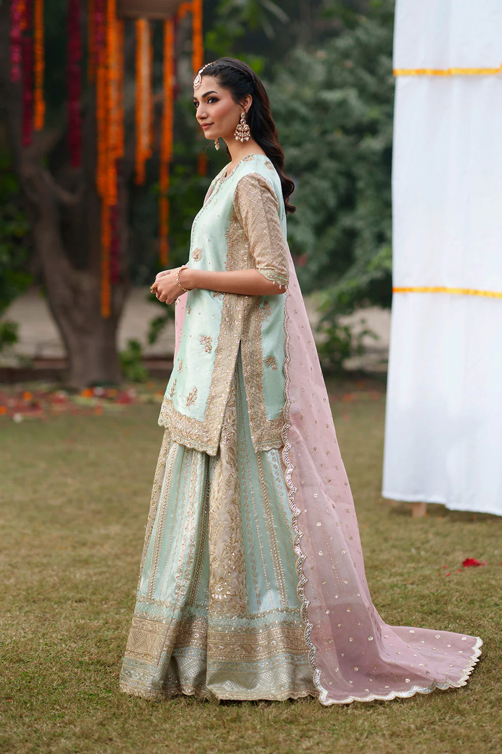 Festive Formal Stitched 3 Piece Pink Pistachio-MWS5640 - Image 4