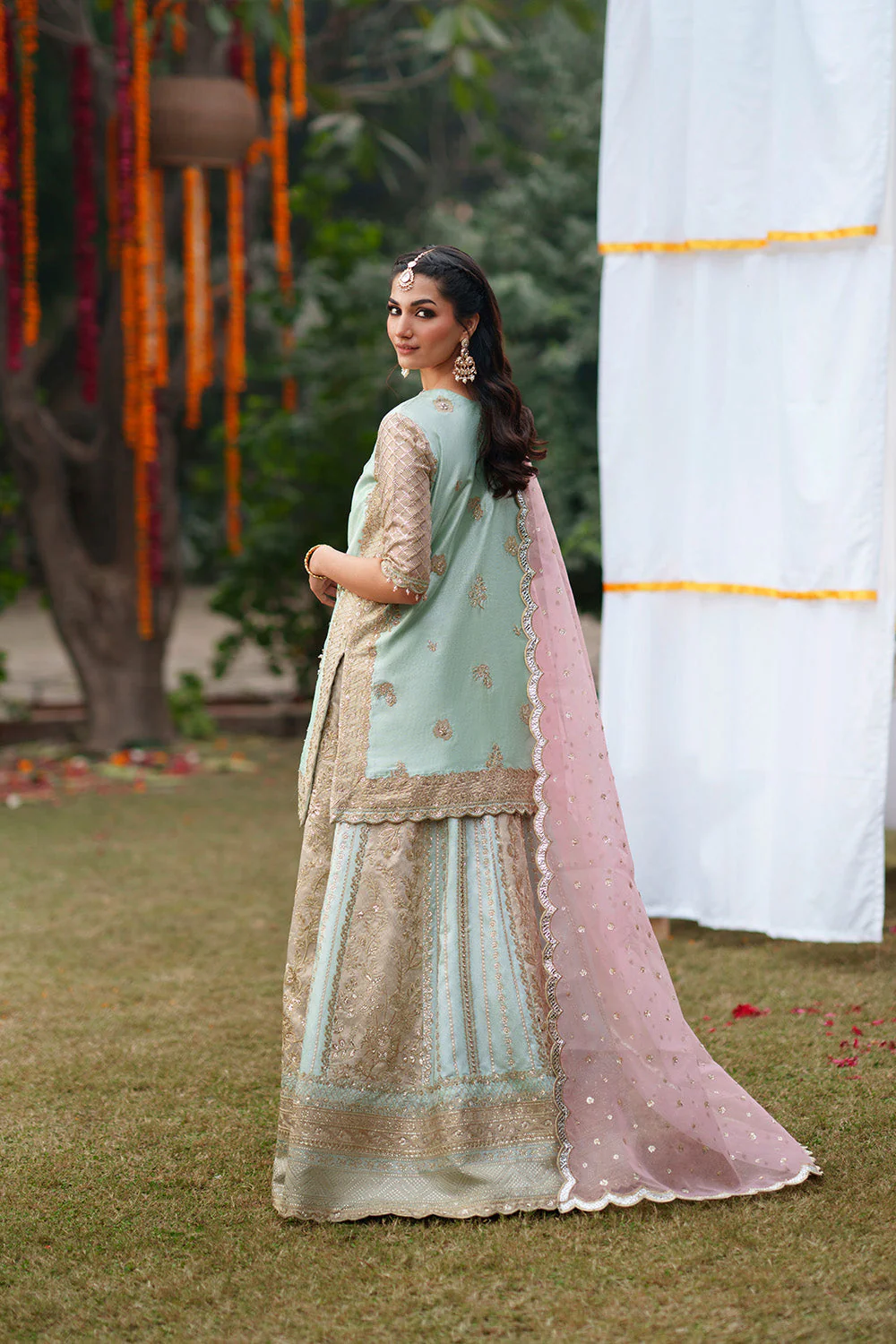Festive Formal Stitched 3 Piece Pink Pistachio-MWS5640 - Image 5