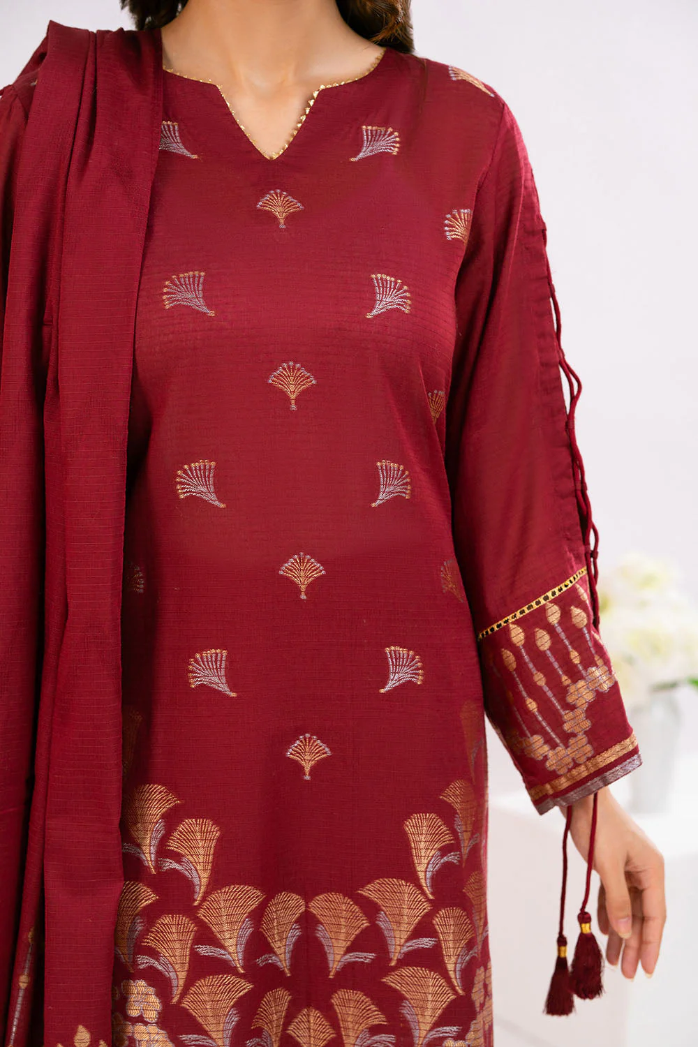 Gul Ahmed Stitched Jacquard 3 Piece MJ#52031 J(73) Y(8) - Image 2