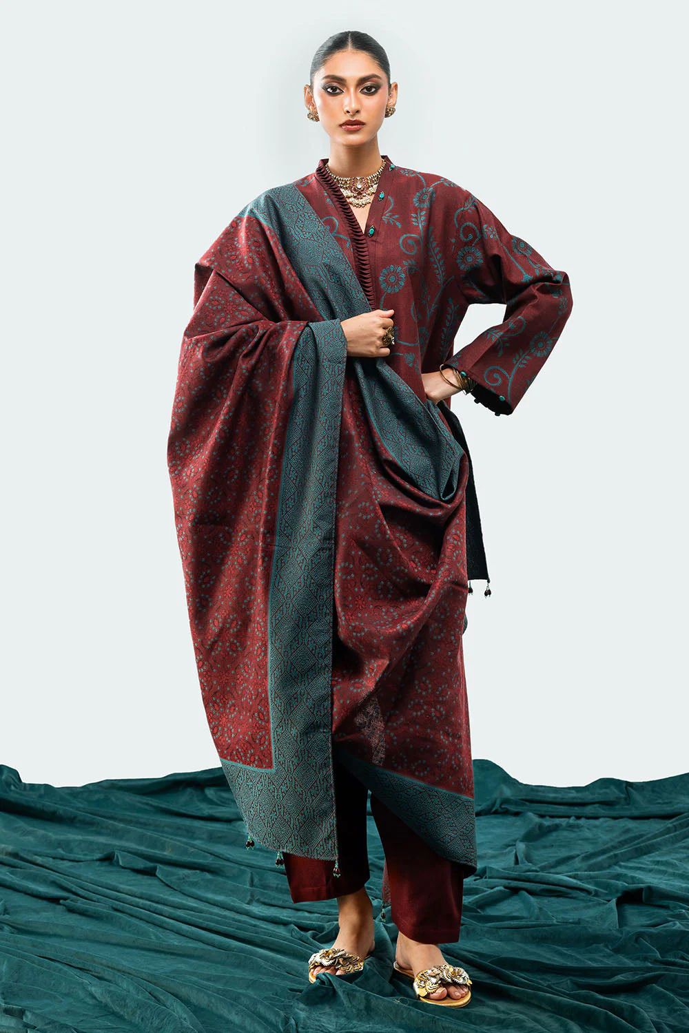 Gul Ahmed Stitched Jacquard 3 Piece MJ#52051 J(75) Y-25