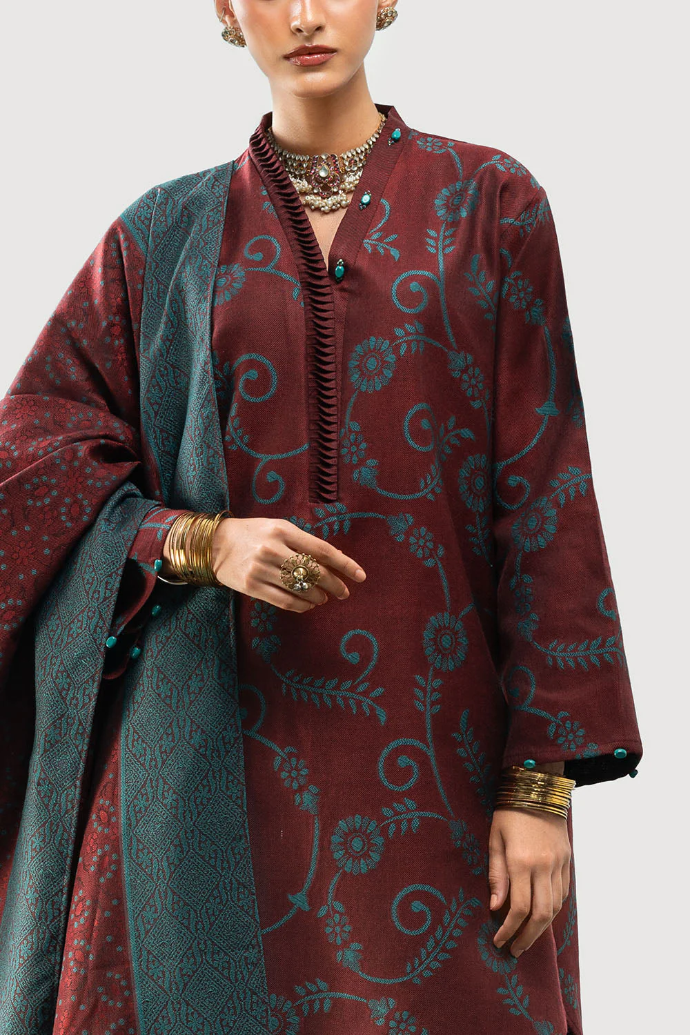 Gul Ahmed Stitched Jacquard 3 Piece MJ#52051 J(75) Y-25 - Image 3