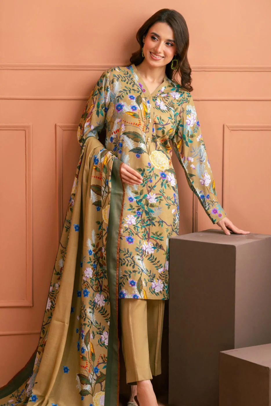 Gul Ahmed Stitched Linen 3 Piece LT#52012 J(57)Y-4 - Image 2