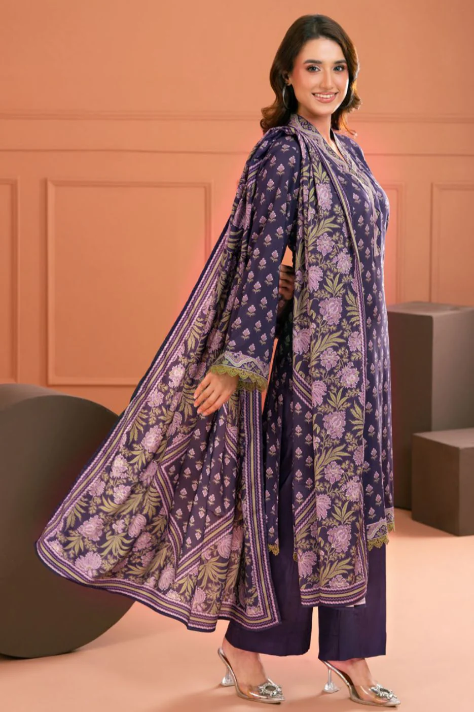 Gul Ahmed Unstitched Linen 3 Piece LT#52038 - Image 2