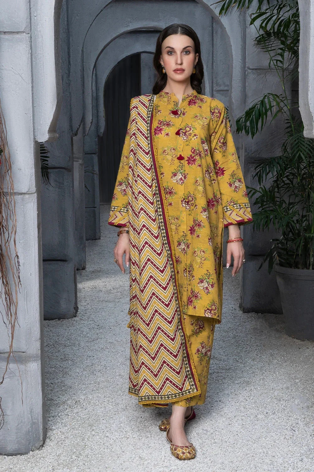 Khas Stitched Linen 3 Piece A-06 J(128)