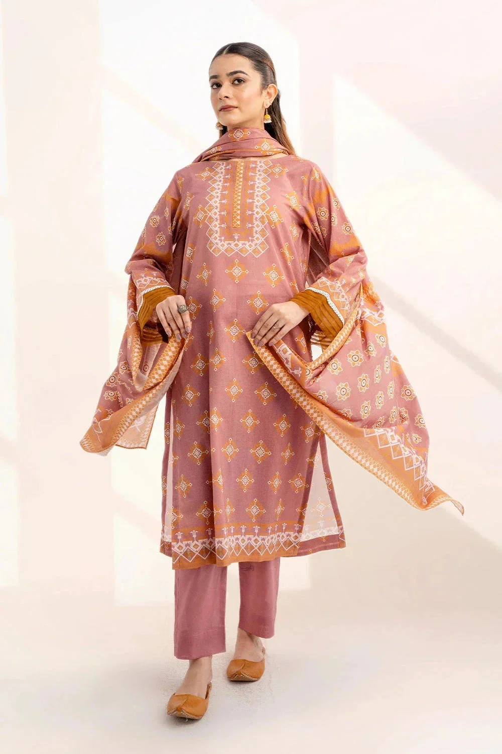 Khas Stitched Linen 3 Piece A-12 Y-196 - Image 2