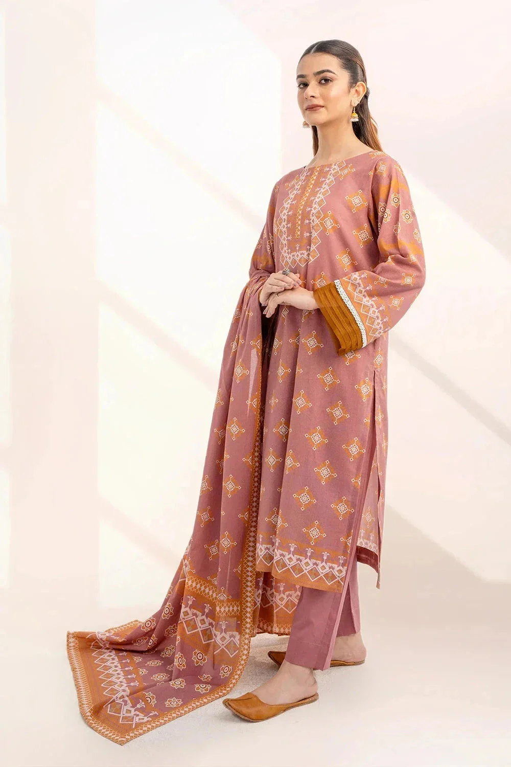 Khas Stitched Linen 3 Piece A-12 Y-196 - Image 4