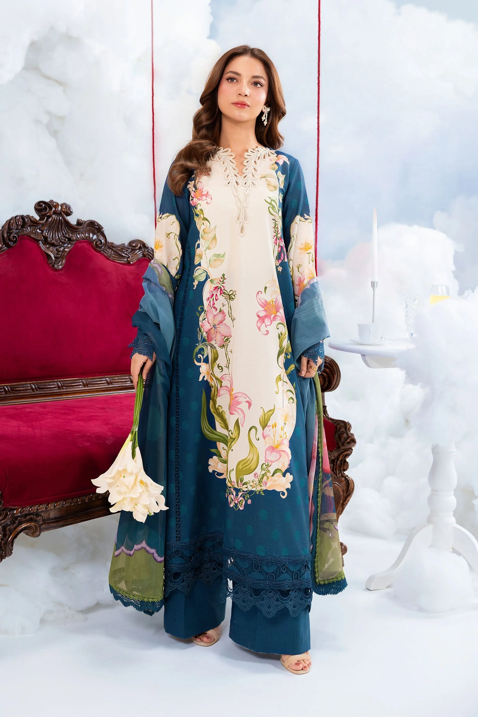 Maria B Stitched Embroidered 3 Piece D5B J(14&15)) NY 167 - Image 5