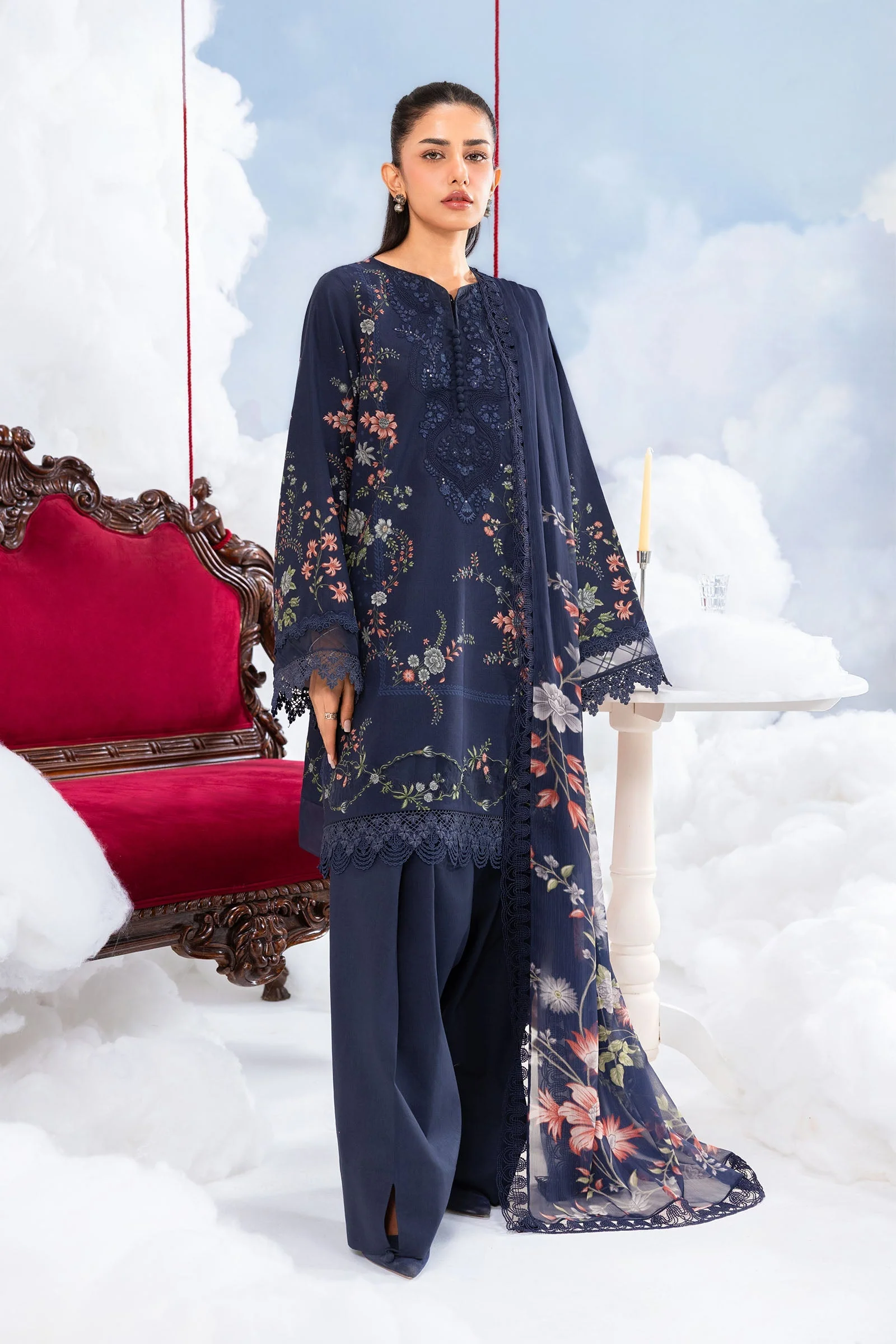 Maria B Stitched Embroidered 3 Piece D7B J(40) NY 170 - Image 5