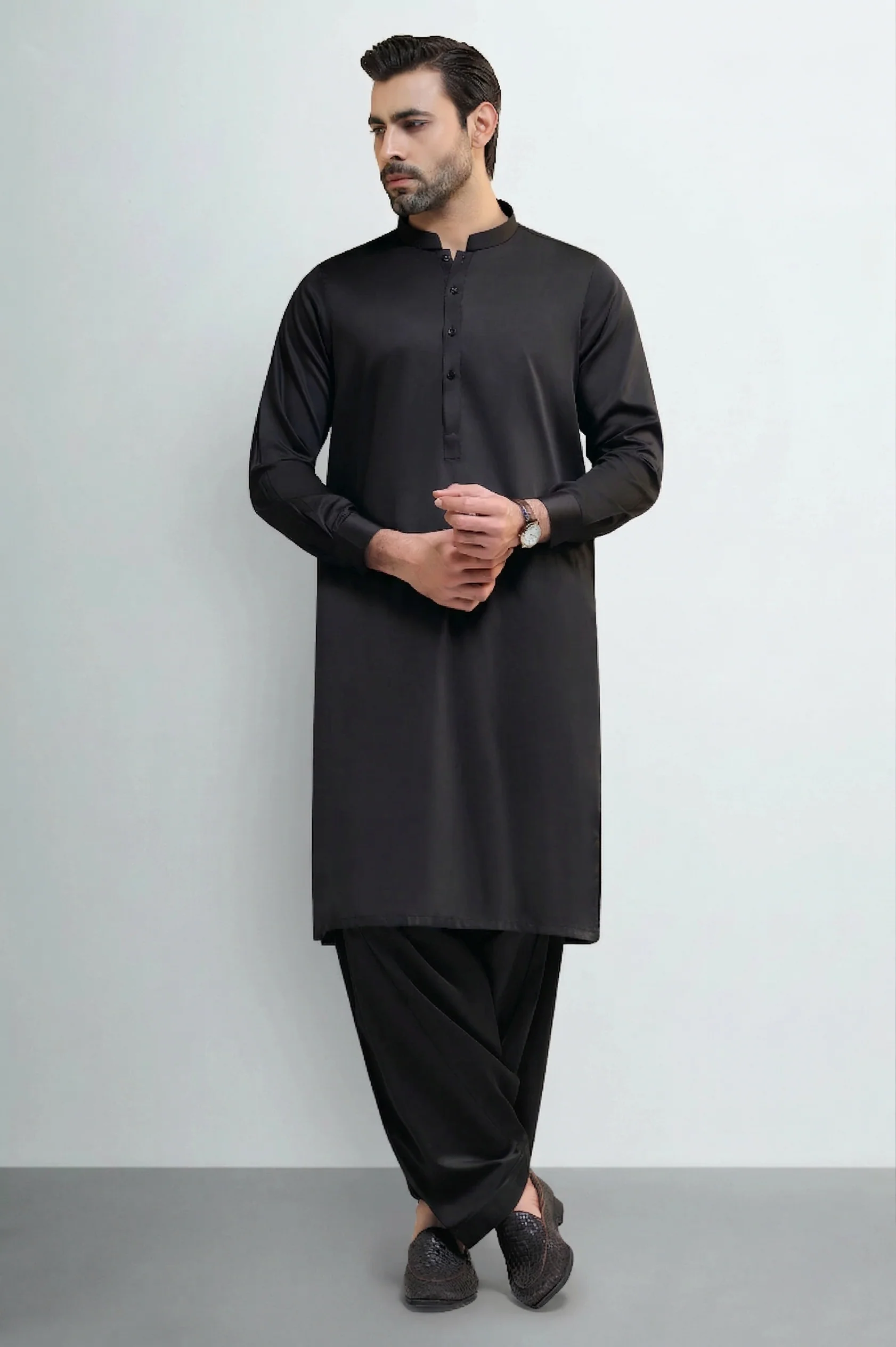 Men Kameez Shalwar EG3737 Y(F-24) J(M11B) J(M14R) J(M15BL) Black