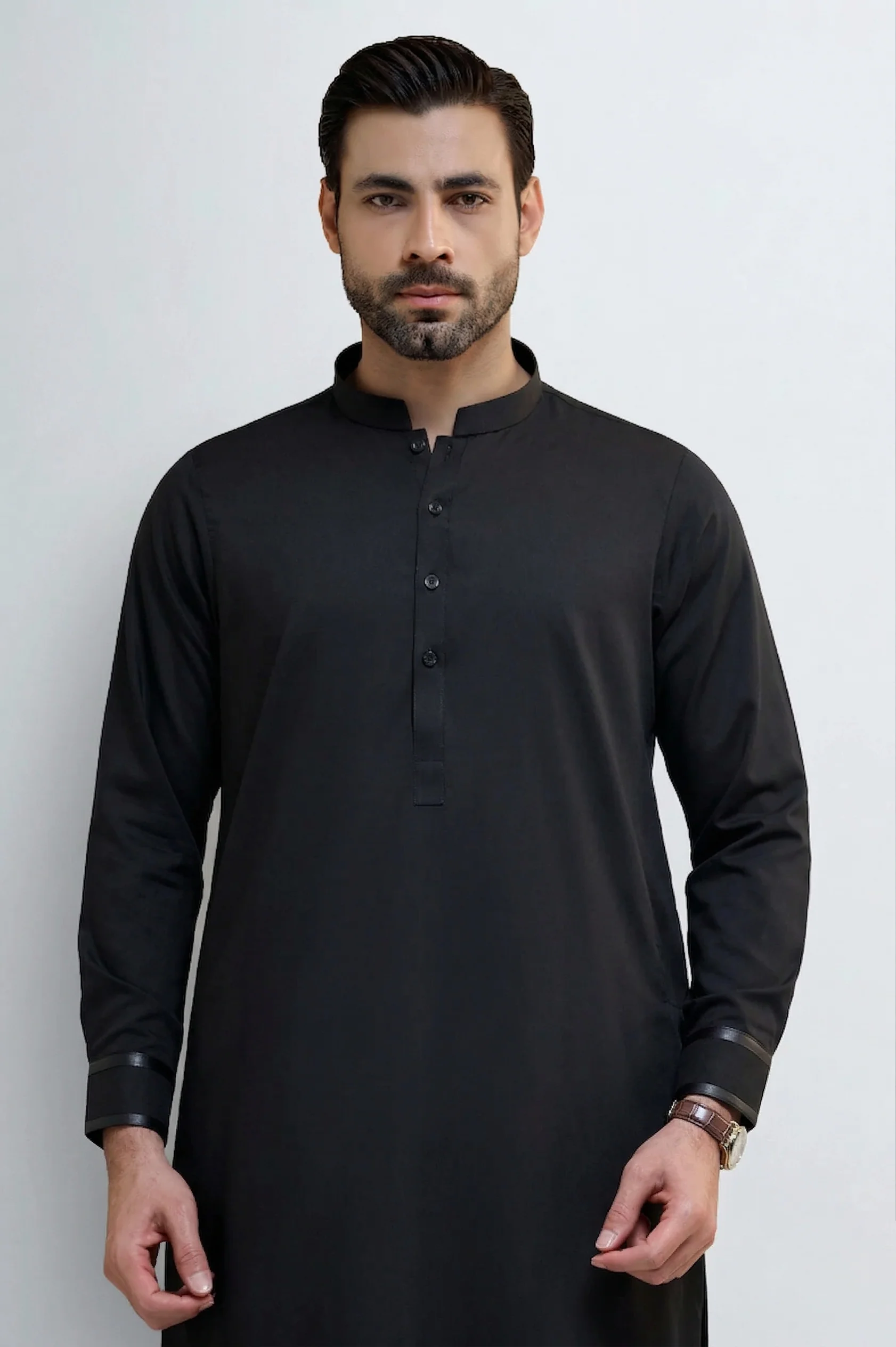 Men Kameez Shalwar EG3737 Y(F-24) J(M11B) J(M14R) J(M15BL) Black - Image 3