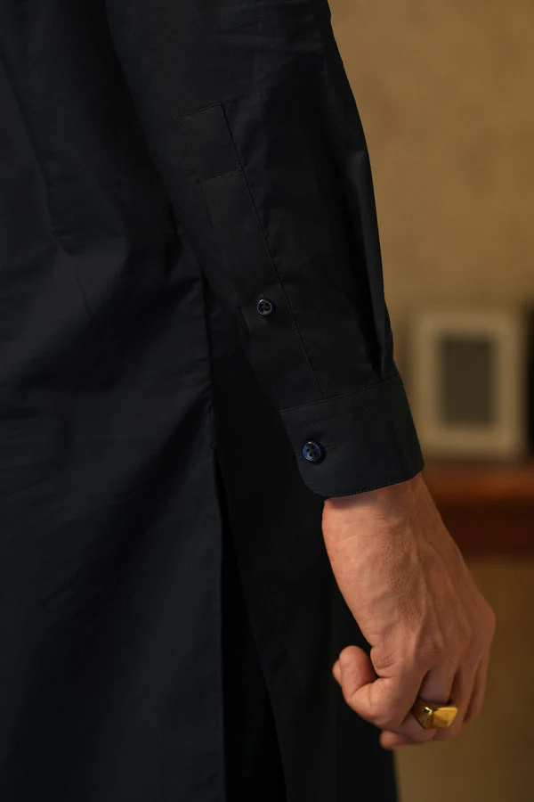 Men Luxury Kurta Shalwar BOBK2602 Navy J(M2) - Image 3