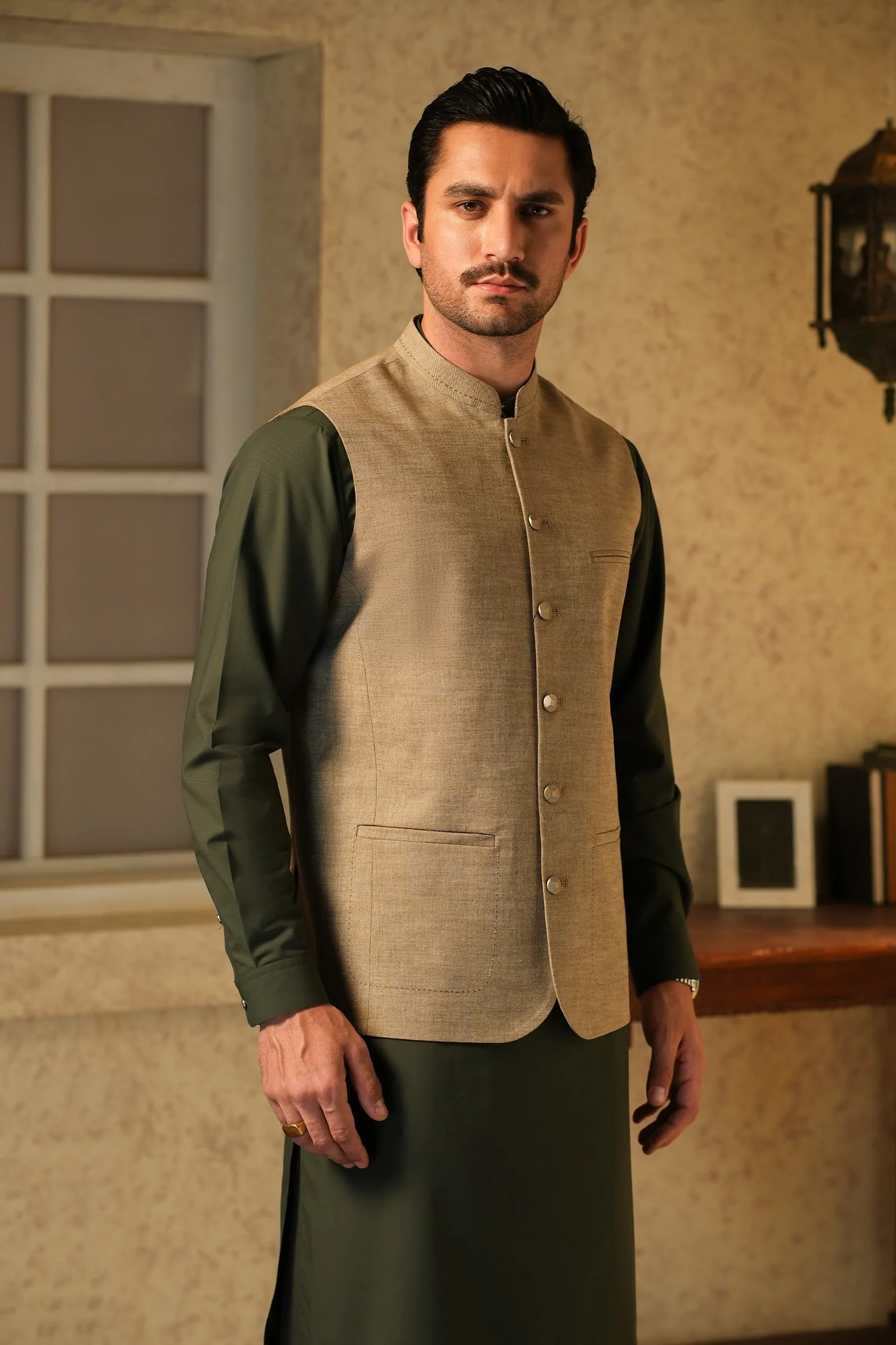 MENS BASIC WAISTCOAT - BROWN AWF2528 - Image 3