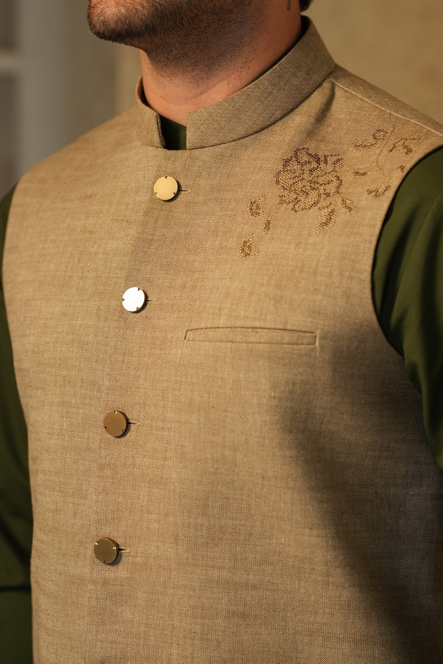 MENS BASIC WAISTCOAT - BROWN AWF2530 - Image 2
