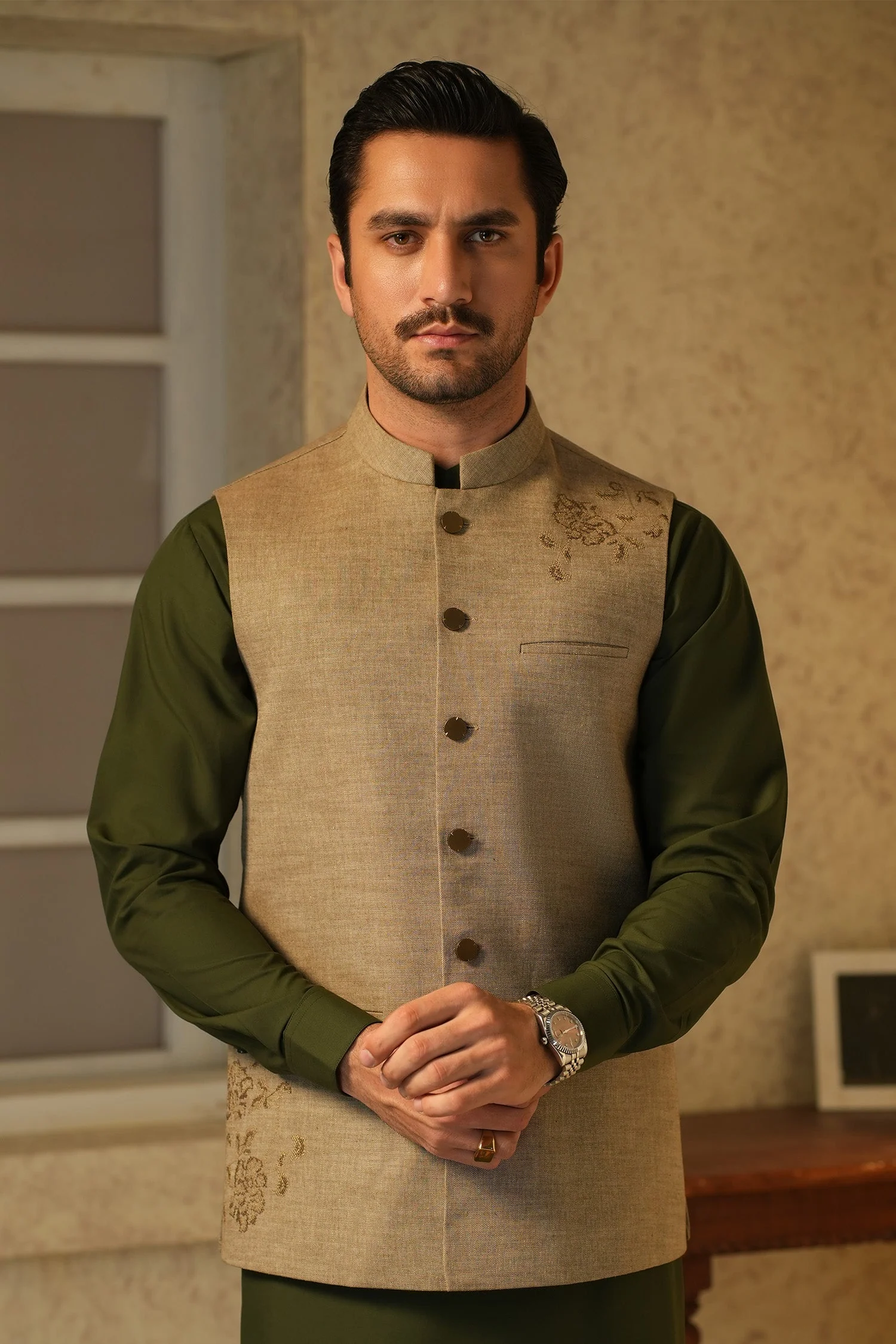 MENS BASIC WAISTCOAT - BROWN AWF2530 - Image 4