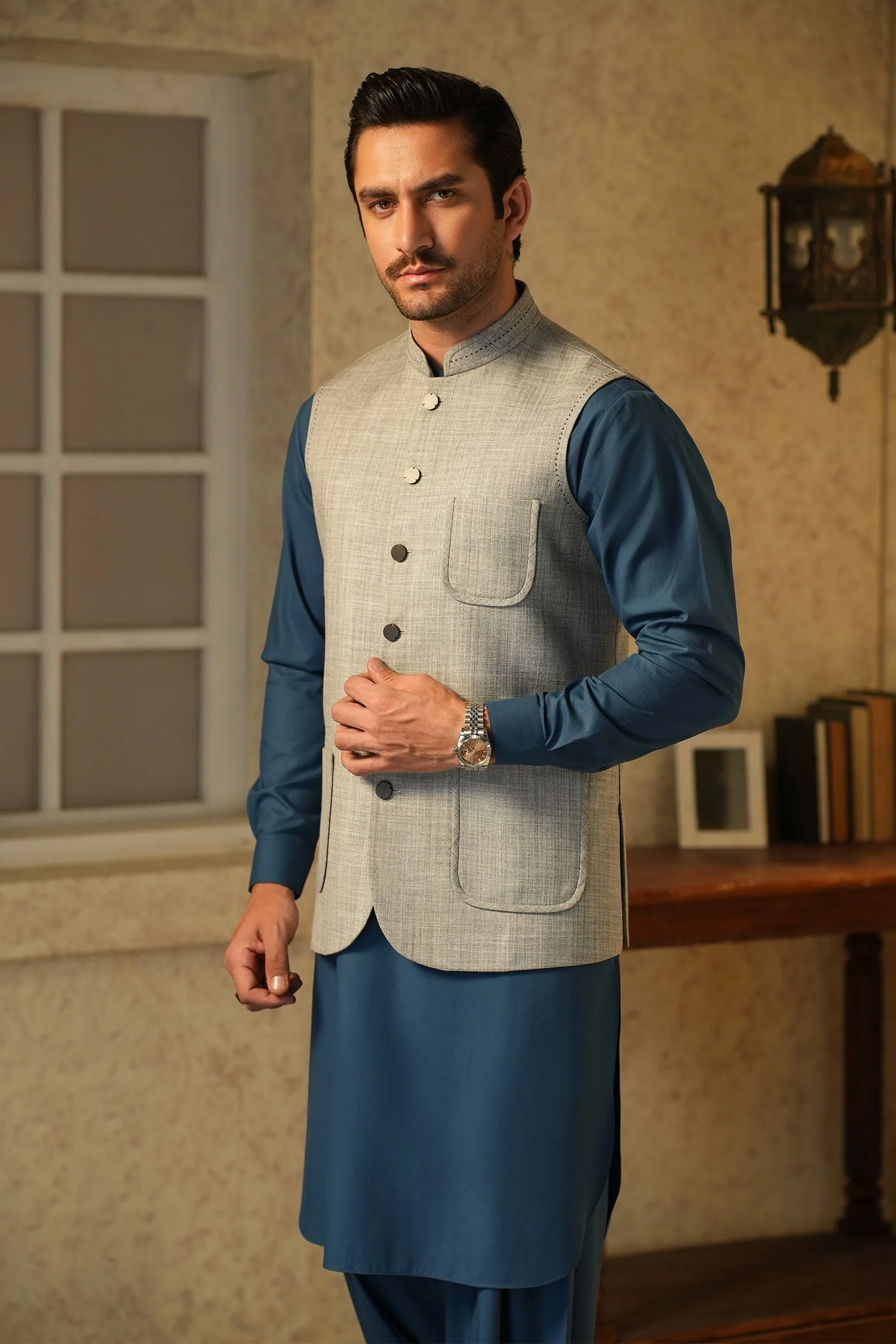 MENS BASIC WAISTCOAT - GREY AWB2508
