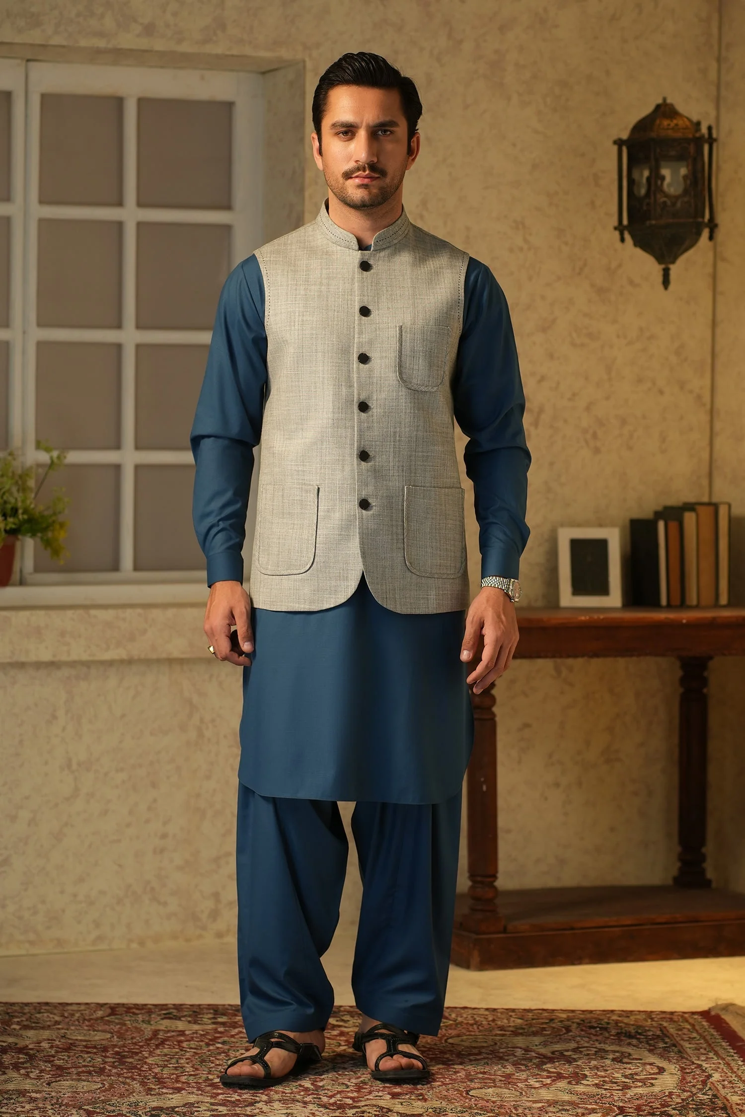 MENS BASIC WAISTCOAT - GREY AWB2508 - Image 4