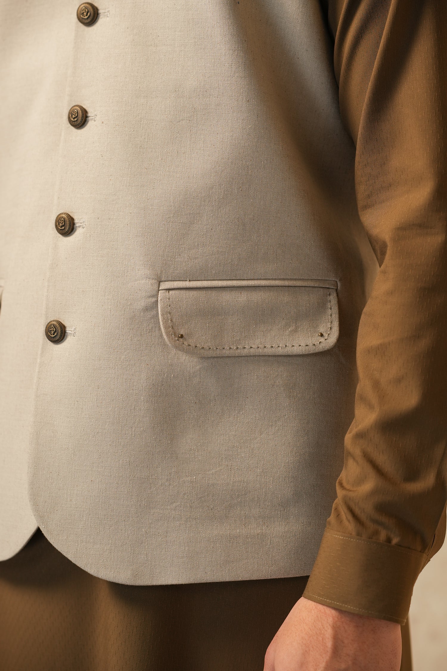 MENS BASIC WAISTCOAT - LIGHT BROWN AWF2527 - Image 3