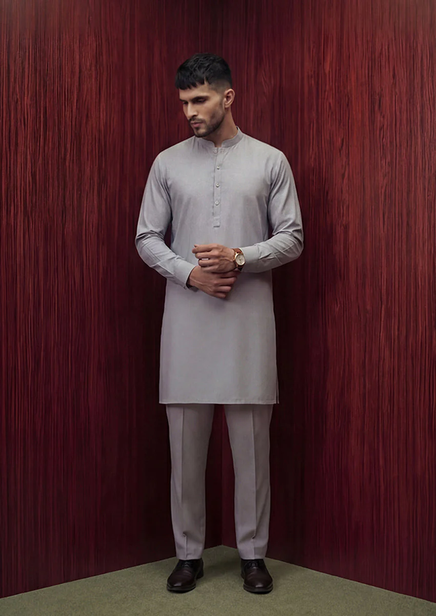 L-Blue-Blended-Kurta Trouser - (MP2PBBW25ADD14) Y(4)J(34)