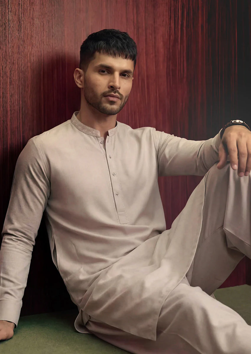 Peach-Blended-Shalwar Suit - (MP2PBBW25BM11D10) Y(5) J(33) - Image 2