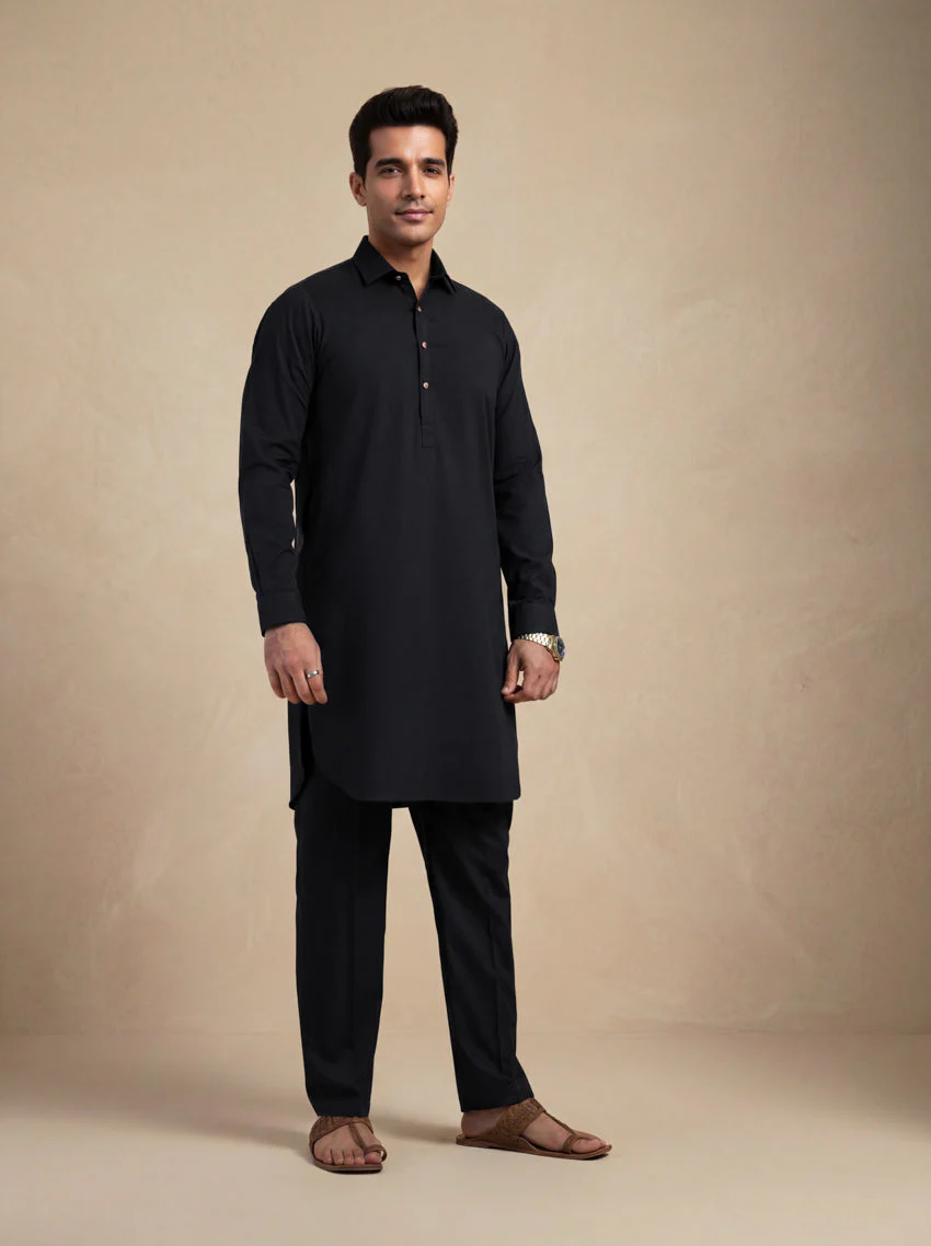 Black-Cotton-Kurta Trouser - (MP2PSBW25ADN27) Y(6) J(34) - Image 4