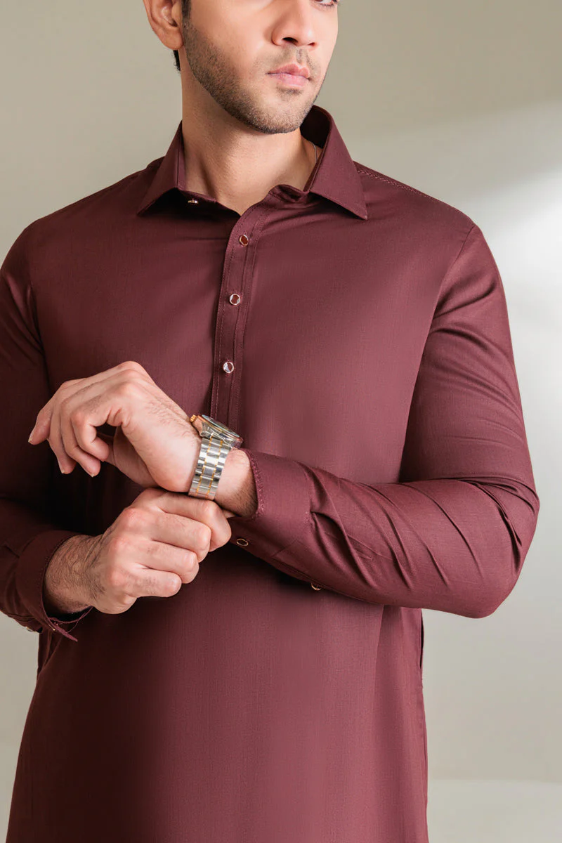 Maroon-Blended-Shalwar Suit - (MP2PSBW25BM1J5) J(27) y 6 - Image 3