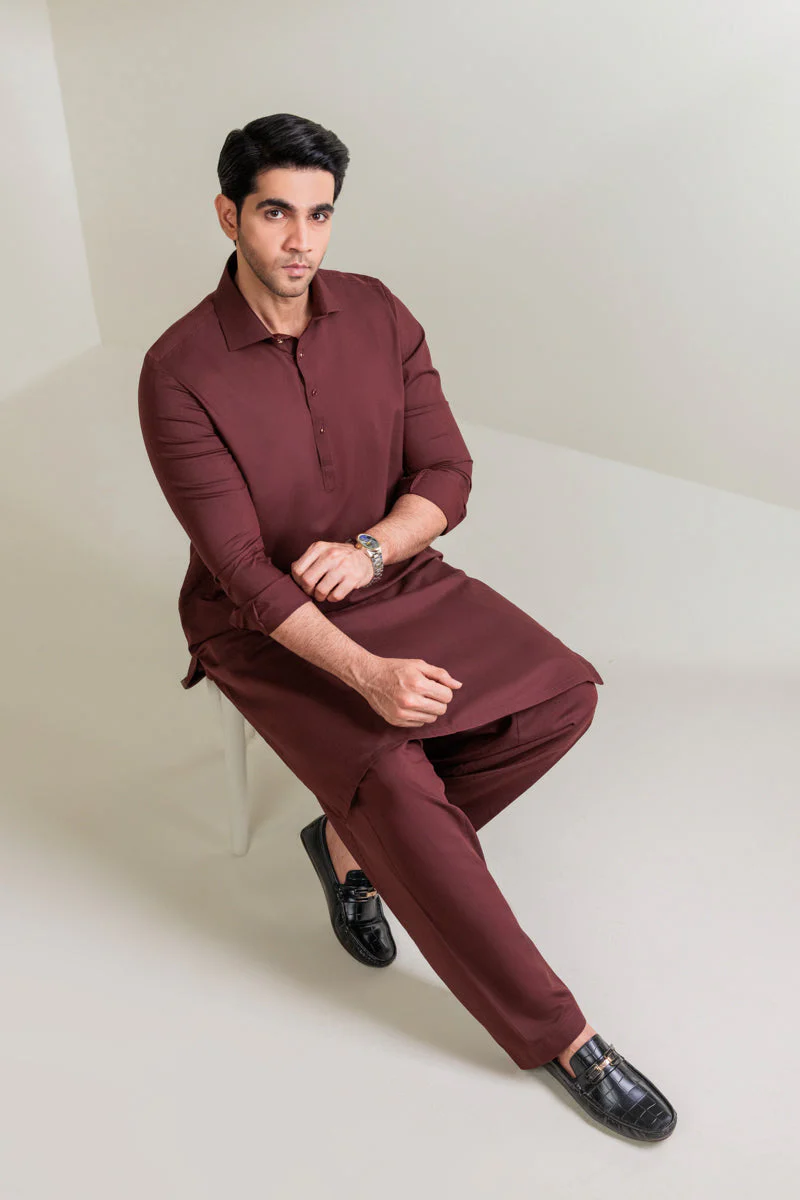 Maroon-Blended-Shalwar Suit - (MP2PSBW25BM1J5) J(27) y 6 - Image 6
