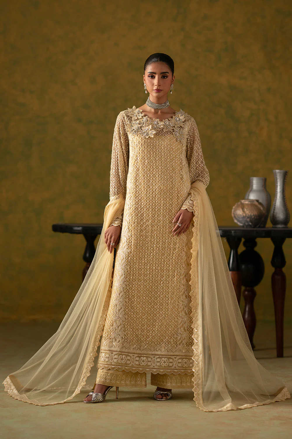 Festive Stitched Bareeze Net 3 Piece MWS6293 J(83)
