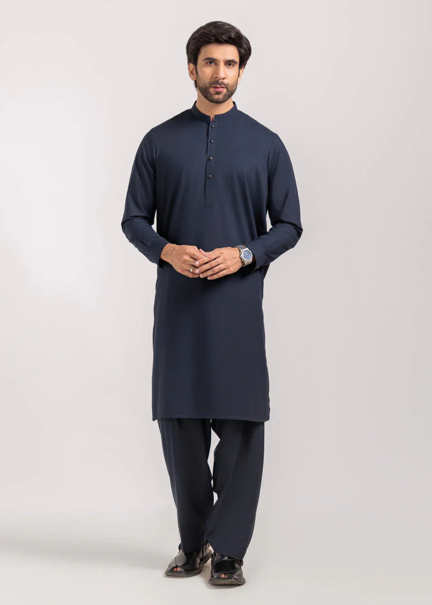 N-Blue-Blended-Kurta Shalwar - (M25KSS1012) Y-F-12